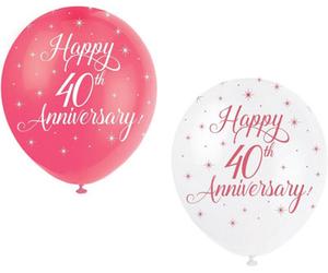 Unique Pack Of 5 Happy 40Th Anniversary 12" Latex Balloons