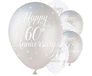 Unique Pack Of 5 Happy 60Th Anniversary 12" Latex Balloons