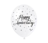 Unique Pack Of 5 Happy Anniversary 12" Latex Balloons