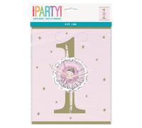 Unique Pack Of 8 Ballerina Pink & Gold 1St Birthday Loot Bags
