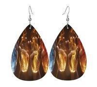 Unique Palm Women's Teardrop Leather Earrings - Lightweight PVC Dangle Earrings, 925 Silver Hooks, Double-Sided Prints | Hypoallergenic Gift