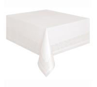 Solid White Rectangular Paper-Poly Table Cover (137cm x 274cm) 1 Count - Elegant & Durable Tablecloth for Parties, Events, and Home Use