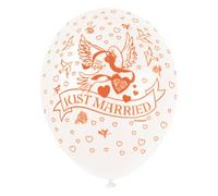 Unique Party 12 Inch Just Married Latex Balloon White/orange (Five Packs (25 Balloons))