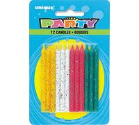 Unique Party 1903M - Glitter Birthday Candles, Assorted Pack of 12