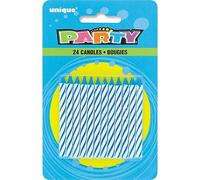 Unique Party 1905BC - Striped Blue Birthday Candles, Pack of 24,6 centimeters