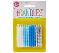 Unique Party 19971 - Blue, White and Silver Spiral Birthday Candles, Pack of 24,6 centimeters