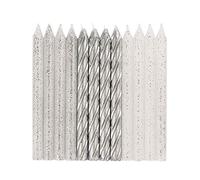Unique Party 19975 - Silver & Glitter Spiral Birthday Candles, Pack of 24, Silver,6 centimeters