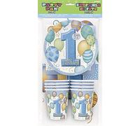 Unique Party 23947 - Blue Balloons 1st Birthday Party Pack for 8 Guests