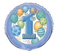 Unique Party 23961 - 18" Foil Blue Balloons 1st Birthday Balloon