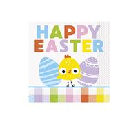 Unique Party 24132 Paper Napkins-16.5 cm-Colourful Gingham Easter Party-Pack of 16, Multicolour