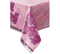 Unique Party 28433 - Glitz Pink Birthday Plastic Tablecloth, 7ft x 4.5ft
