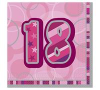 Unique Party 28438 - Glitz Pink 18th Birthday Paper Napkins, Pack of 16