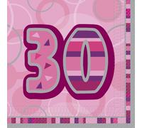 Unique Party 28440 - Glitz Pink 30th Birthday Paper Napkins, Pack of 16