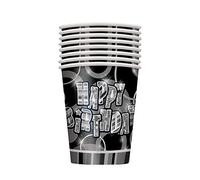 Unique Party 28488 - 9oz Glitz Black Birthday Paper Cups, Pack of 8