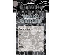 Unique Party 28489 - Glitz Black Birthday Party Invitations, Pack of 16