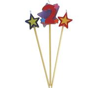 Unique Party 34042 - Number 2 Star Birthday Candles Set of 3
