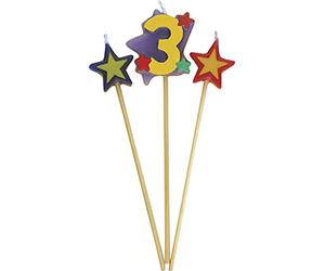 Unique Party 34043 - Number 3 Star Birthday Candles Set of 3