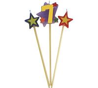 Unique Party 34047 - Number 7 Star Birthday Candles Set of 3,Multi,18 centimeters