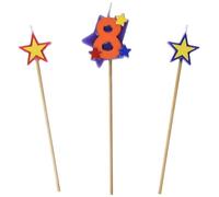 Unique Party 34048 - Number 8 Star Birthday Candles Set of 3