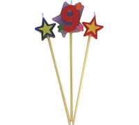 Unique Party 34049 - Number 9 Star Birthday Candles Set of 3