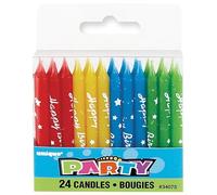 Unique Party 34075 - Script Happy Birthday Candles, Assorted Pack of 24