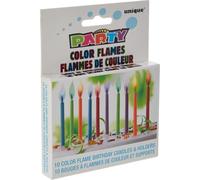 Unique Party 34099 - Colour Flame Birthday Candles and Holders, Pack of 10