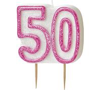 Unique Party 34405 - Glitz Pink 50th Birthday Candle