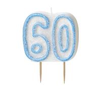 Unique Party 34416 - Glitz Blue 60th Birthday Candle