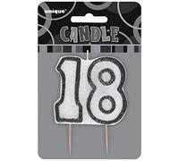Unique Party 34421 - Glitz Black 18th Birthday Candle