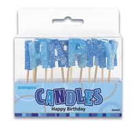 Unique Party 34431 - Glitz Blue Happy Birthday Candles, Set of 13