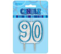 Unique Party 34436 - Glitz Blue 90th Birthday Candle