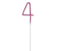Unique Party 37394 - Glitz Pink Number 4 Sparkler Candle