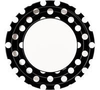 Unique Party 37455 - 23cm Black Polka Dot Party Plates, Pack of 8