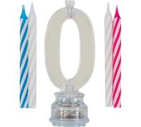 Unique Party 37530 - Colour Changing Flashing Number 0 Birthday Candle Holder with 4 Candles