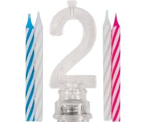 Unique Party 37532 - Colour Changing Flashing Number 2 Birthday Candle Holder with 4 Candles