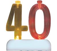 Unique Party 37544 - Colour Changing Flashing Number 40 Birthday Candle Holder with 4 Candles