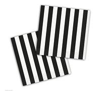 Unique Party 38051 - 5" Black Striped Paper Napkins, Pack of 16