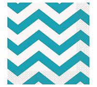 Unique Party 38602 - Teal Chevron Paper Napkins, Pack of 16