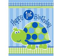 Unique Party 40453 - Blue Turtle 1st Birthday Party Bags, Pack of 8