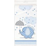 Unique Party 41693 - Plastic Blue Elephant Baby Shower Tablecloth, 7ft x 4.5ft