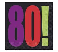 Unique Party 45808 - 80th Birthday Cheer Paper Napkins, Pack of 16