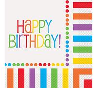 Unique Party 47112 - Rainbow Party Happy Birthday Paper Napkins, Pack of 16