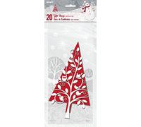 Unique Party 47659 - Cellophane Frosted Holiday Christmas Party Bags, Pack of 20
