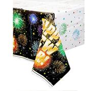 Unique Party 47733 - Plastic Fireworks New Years Eve Tablecloth, 7ft x 4.5ft