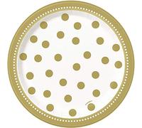 Unique Party 49584 - 18cm Golden Birthday Party Plates, Pack of 8