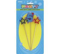 Unique Party 5 Stars Birthday Candles Set (Pack Of 3) Blue/red/yellow (One Size)