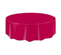 Unique Party 50020 - Round Burgundy Plastic Tablecloth, 7ft