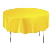 Unique Party 50023 - Round Yellow Plastic Tablecloth, 7ft