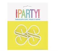 Unique Party 5005 - Tablecloth Clips - Pack of 4, White Plastic
