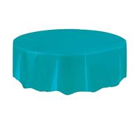 Unique Party 50123 - Round Teal Plastic Tablecloth, 7ft